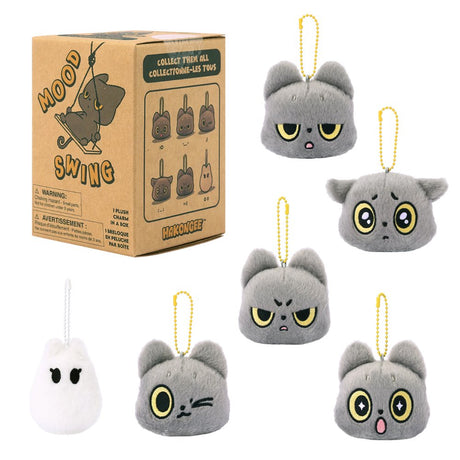 Hakongee Mood Swing Plush Keychain Blind Box features Hakongee's mood swings—six different expressions to discover and collect, from wide-eyed surprise to full-on grumpy side-eye