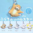 Officially licensed Hanging Hamster mini figure keychain charm in a dangling pose shown attached to a carabiner clip
