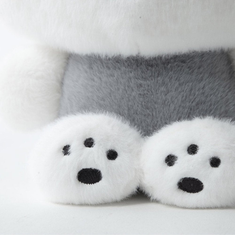 An officially licensed Sanrio Hello Kitty, Dear Daniel, My Melody, Cinnamoroll, Kuromi, Pompompurin, Pochacco, Chococat, and Hangyodon plush dolls each dressed in their iconic outfits in monochrom white and gray color