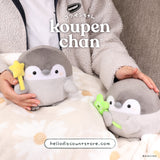 Star Wand Penguin Plush: Person holding a Koupen Chan Penguin Plushies 6 inch holding a yellow Star Wand and Clover Wand . Official licensed toy, made from soft Polyester Fiber.