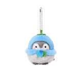 Penguin Plush Keychain: Koupen Chan Penguin Plush Keychain with a blue blueberry hood and holding a small blueberry. Made from soft Polyester Fiber