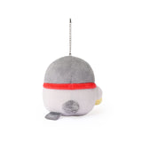 Official Licensed, Koupen Chan Cupcake plush keychain 4 inches cute penguin wearing coral bow tie holding cupcake with strawberry topping ball chain kawaii dessert mascot