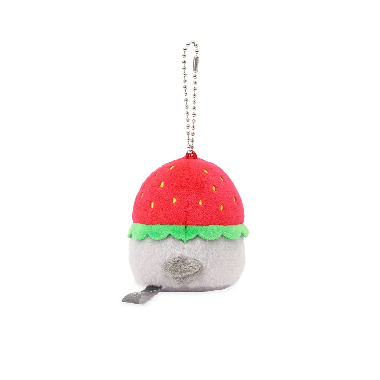 Koupen Chan Bag Charm: Koupen Chan Bag Charm accessory. Small penguin plush wearing a red strawberry hat, made with soft fabric