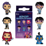 Loungefly and Funko's collaboration enamel pins of K-pop demon hunters featuring Jinu, Rumi, Zoey, Mira, Derpy