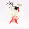 An officially licensed Class of 2026 Miffy graduation gift set featuring yellow, orange, green, and blue color Miffy plush and Boris plush wearing black graduation caps. The characters are arranged like a bouquet with silver star balloons and "Congrats Grad" decorations.