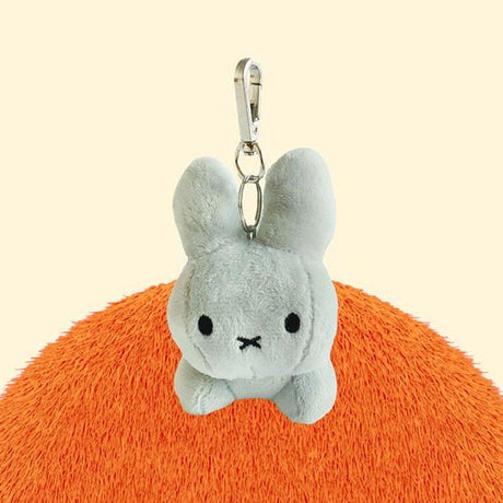 Grey Miffy Rabbit plush keychain featuring a soft texture and simple design. This earth-toned nostalgic accessory provides tactile healing and emotional security for the 25-45 kidult generation . Perfect size to attach to your backpack, bag, purse, car, or pants