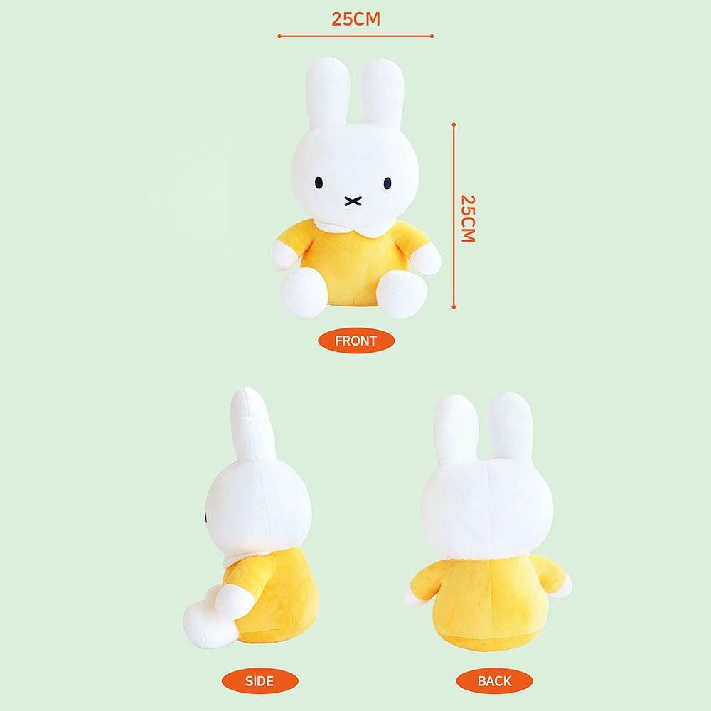 Officially licensed by Miffy yellow sitting Plush on a white background. Approx. 13"( 25xm) height. She's perfect for displaying,  decoration or gift to Miffy fans of all ages.