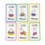 Set of six miffy stickers featuring the character Miffy with colorful backgrounds and 'Whatever!' text.