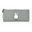Two slim canvas pencil cases: one grey featuring an embroidered Miffy face and one tan featuring Boris Bear. Both cases have character-shaped zipper pulls.