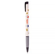 Officially licensed Miffy retractable ballpoint pen featuring a cream-colored barrel with Miffy characters and golden keys, a grey textured grip, and a black clip.
