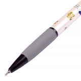 Officially licensed Miffy retractable ballpoint pen featuring a cream-colored barrel with Miffy characters and golden keys, a grey textured grip, and a black clip.