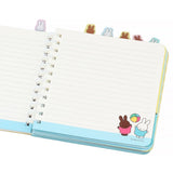 Officially licensed Miffy spiral notebooks in pink and blue, featuring die-cut character tabs of Miffy and friends along the top edge and white spiral binding.