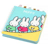 Officially licensed Miffy spiral notebooks in pink and blue, featuring die-cut character tabs of Miffy and friends along the top edge and white spiral binding.