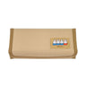 An officially licensed Miffy magnetic pencil case in beige and grey, featuring a colorful embroidered patch of Miffy characters on the front cover.
