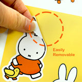 Two packs of officially licensed Miffy removable stickers, each containing 10 pieces. The packaging shows illustrations of Miffy the rabbit and her dog, Snuffy, in classic orange and yellow color schemes.