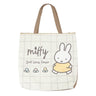 An officially licensed Miffy canvas tote bag with zipper closure, the bag has a grid pattern with Miffy and "Good Times Forever" text.