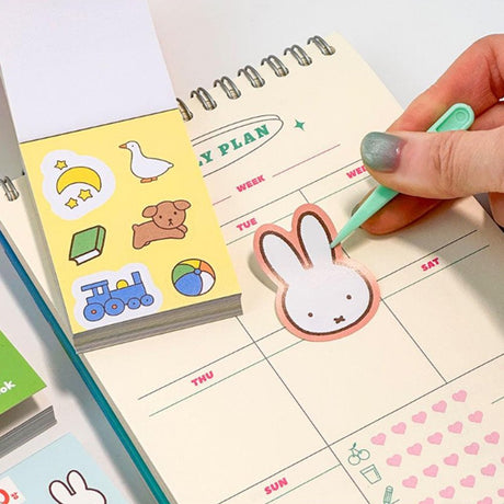 Officially licensed mini Miffy sticker books and peel-off character stickers featuring Miffy, Boris Bear, and Snuffy