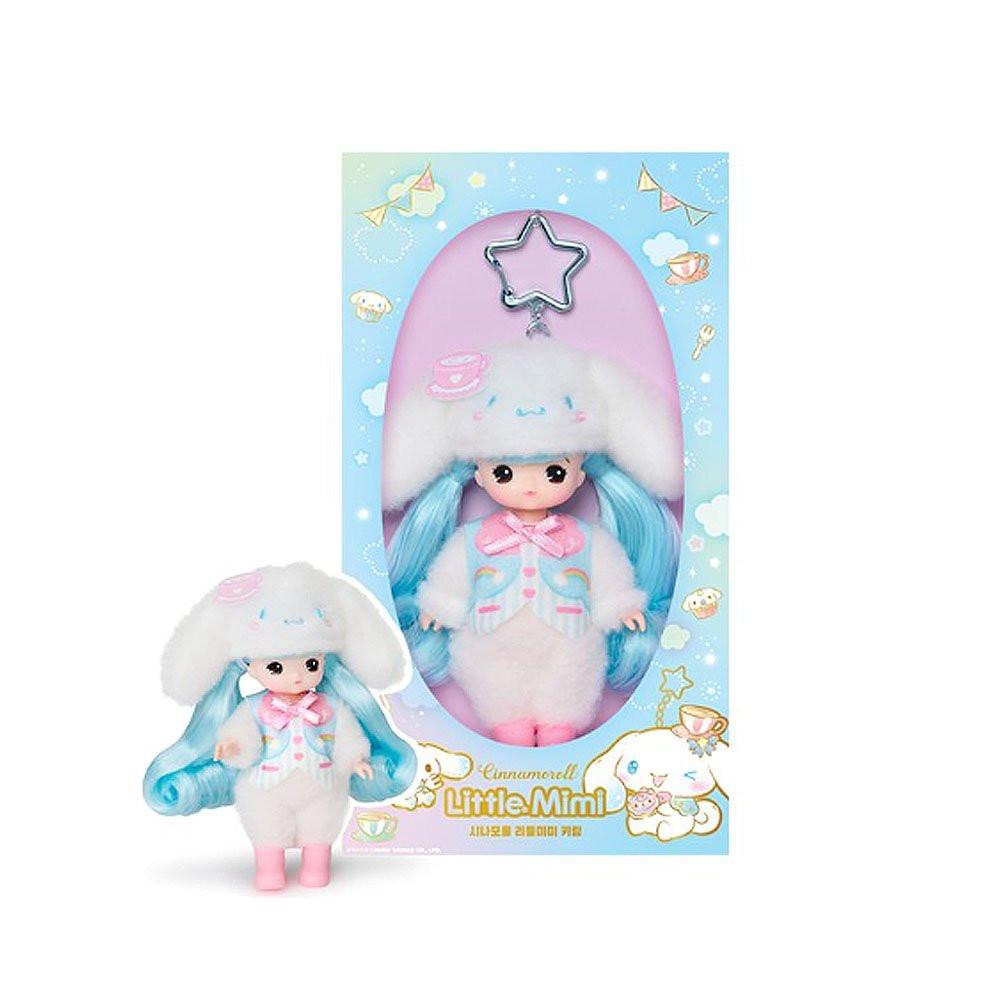 Cinnamoroll Little Mini plush toy with packaging on a white background