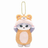 Cute Mofusand cat plush wearing bear costume