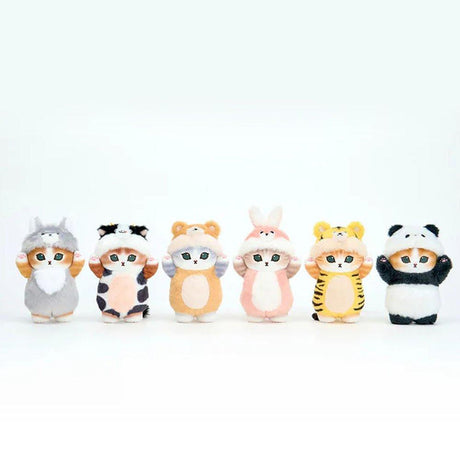 Cute Mofusand cat plush wearing bear costume
