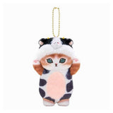 Cute Mofusand cat plush wearing cow costume