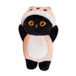 An officially licensed Mofusand plush cat keychain featuring a black cat with big golden eyes wearing a light brown animal hood.