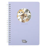 Officially licensed Mofusand spiral notebooks with die-cut peek-a-boo window covers displaying adorable kitten art