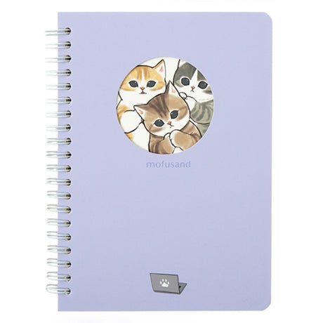 Officially licensed Mofusand spiral notebooks with die-cut peek-a-boo window covers displaying adorable kitten art