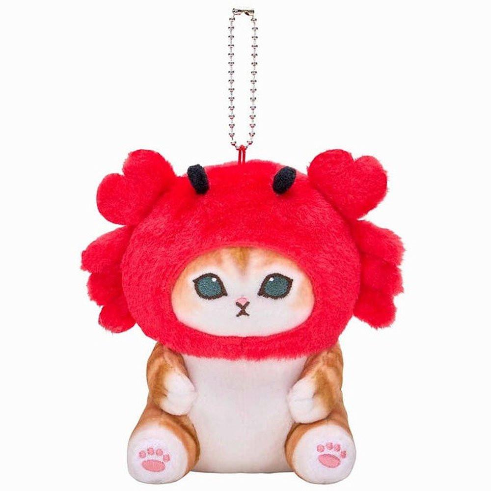 Officially licensed Mofusand cat in a red crab head costume