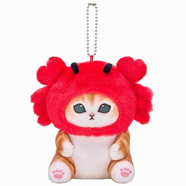 Officially licensed Mofusand cat in a red crab head costume