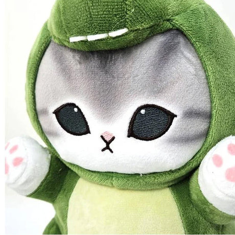 This adorable Mofusand cat is dressed in a dinosaur costume Perfect for Mofusand fans, this plush combines playful charm with cozy cuteness. It's a must-have addition for collectors and those who love unique and fun plushies!
