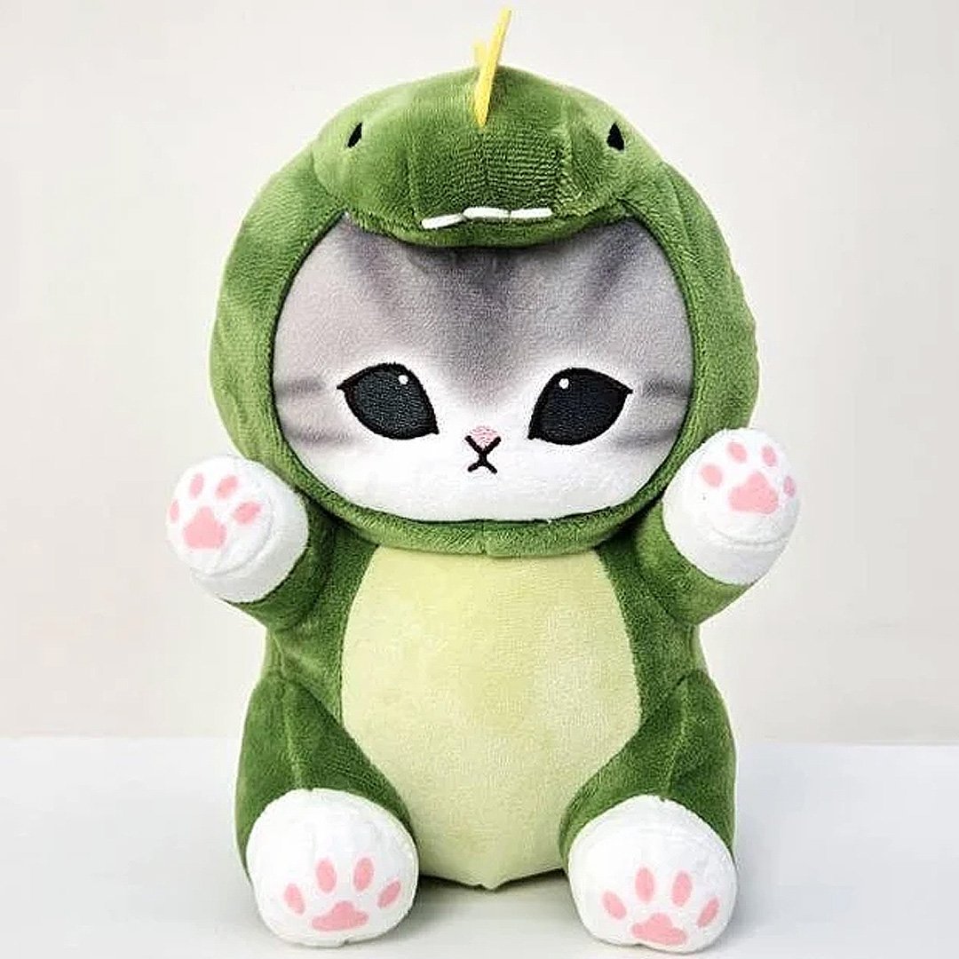 This adorable Mofusand cat is dressed in a dinosaur costume Perfect for Mofusand fans, this plush combines playful charm with cozy cuteness. It's a must-have addition for collectors and those who love unique and fun plushies!
