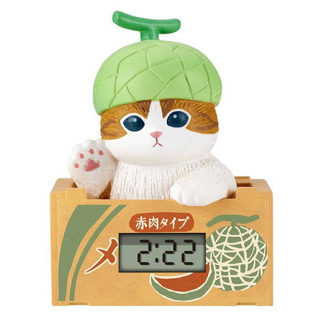 Mofusand clock with a melon design on a white background