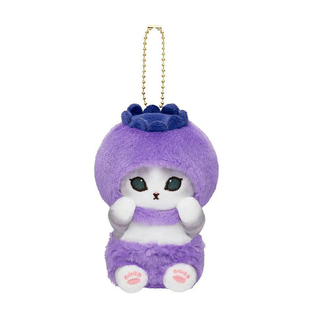 A delightful officially licensed collection of Mofusand vegetable cat plushies featuring kittens dressed in vibrant costumes like eggplant, radish, tomato, pumpkin, broccoli, and cauliflower