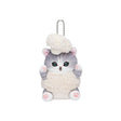 An adorable mofusand cauliflower cat plush keychain featuring a grey tabby kitten in a textured, fluffy white vegetable costume with a silver ball chain