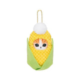 Mofusand Corn-shaped keychain with a cat face design on a white background