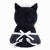 Officially licensed Mofusand black cat plush dressed as a classic maid and holding feather duster