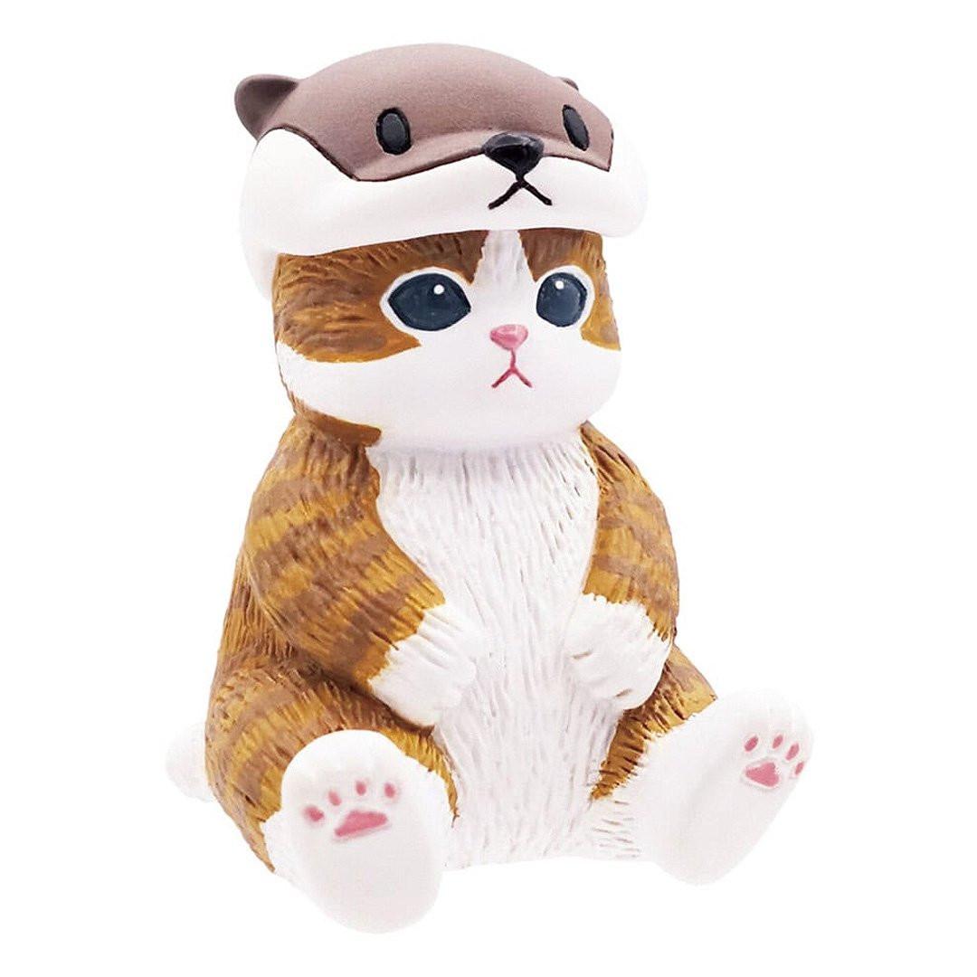 An officially licensed collection of five Mofusand aquatic animal figurines featuring kittens dressed in cute sea creature suits, including an otter, shark, whale shark, penguin, and squid
