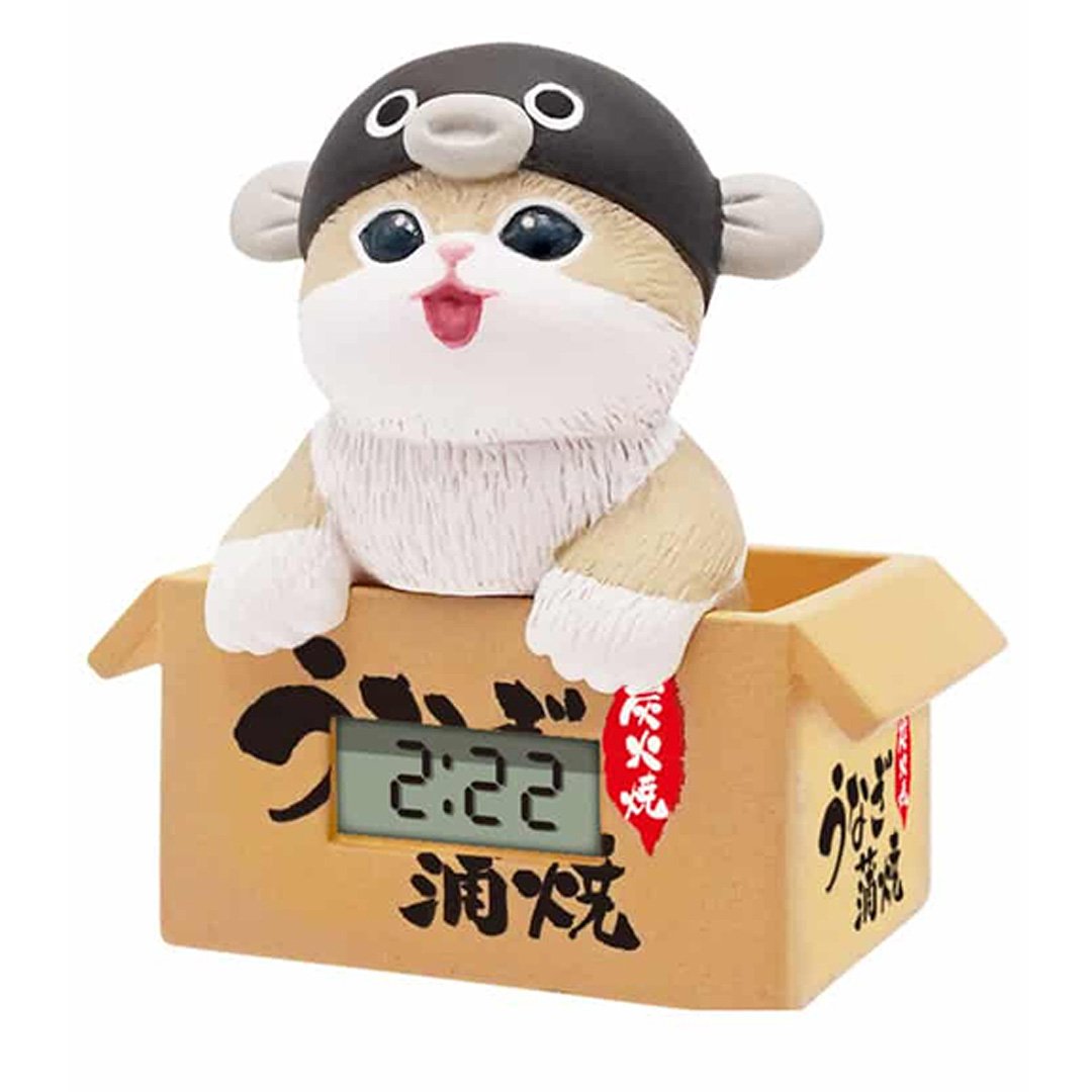 Official mofusand licensed digital clocks, a collectible blind box series of cute cat figures in sea otter themed costumes, ideal for kawaii desk decor