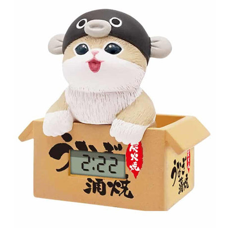 Official mofusand licensed digital clocks, a collectible blind box series of cute cat figures in sea otter themed costumes, ideal for kawaii desk decor