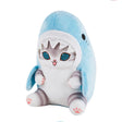 Officially licensed Mofusand plush cats wearing blue pastel shark costumes. Perfect for gift, displaying or collecting to Mofusand fans of all ages.