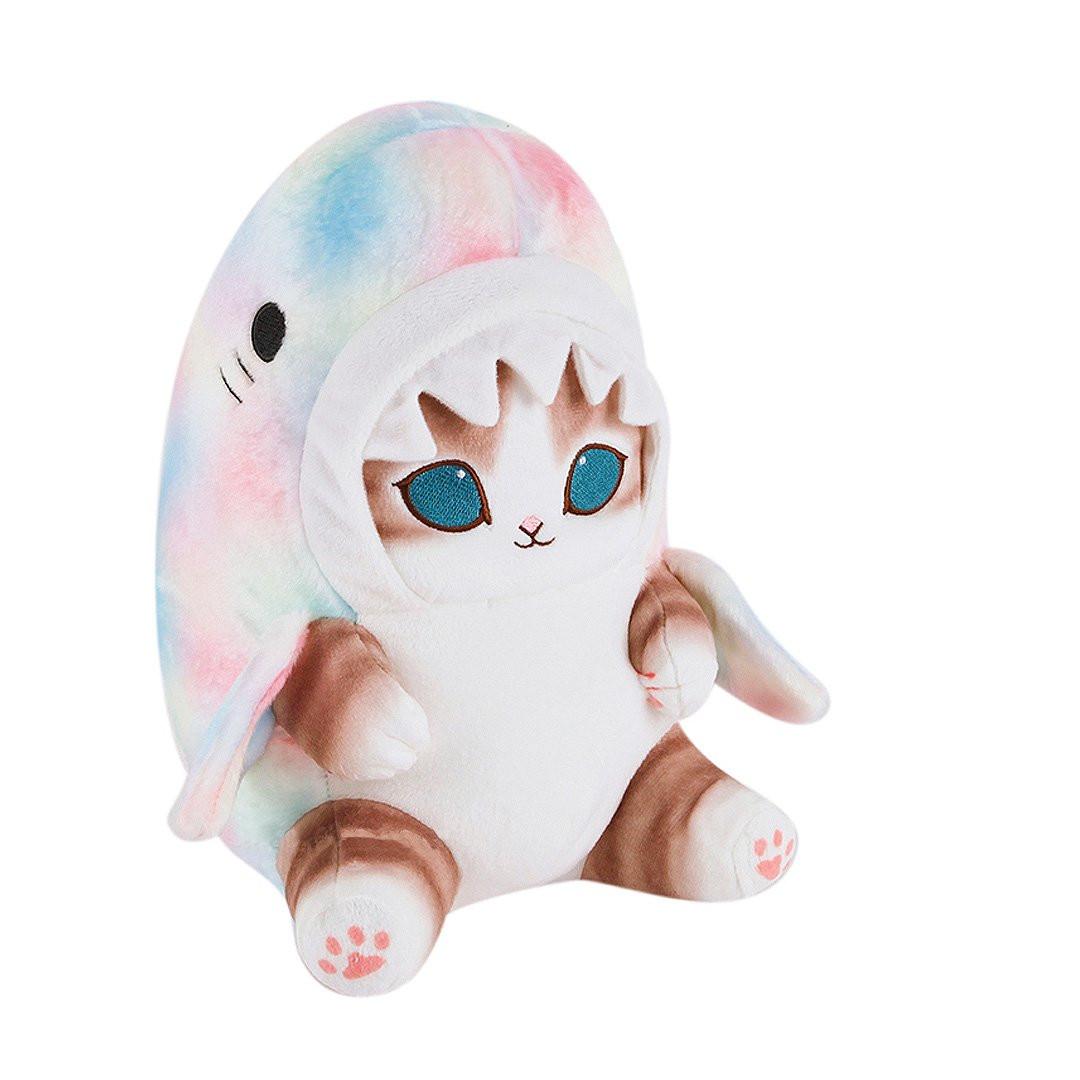 Officially licensed Mofusand plush cats wearing marble pastel shark costumes. Perfect for gift, displaying or collecting to Mofusand fans of all ages.