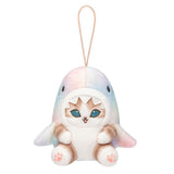 Officially Licensed Mofusand Pastel Shark Meow Plush Keychain! These authentic cats in pastel marble hoodies feature stunning blue eyes, pink paw pads, and a playful open-mouth expression. Perfect for ornament , displaying, bag charm or gifting to Mofusand fans of all ages.