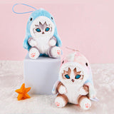 Officially Licensed Mofusand Pastel Shark Meow Plush Keychain! These authentic cats in pastel marble, and pastel blue shark hoodies feature stunning blue eyes, pink paw pads, and a playful open-mouth expression. Perfect for ornament , displaying, bag charm or gifting to Mofusand fans of all ages.