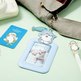 Officially licensed Mofusand collection of three ID card holder keychains featuring cute cat illustrations with matching acrylic charms and secure metal clasps