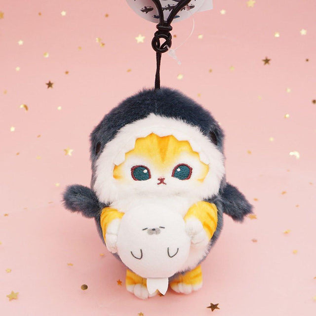 Shark cat plush, Mofusand Cat Plush, Mofusand cat plush keychain ,Mofusand shark cat plush, cat stuffed animal 