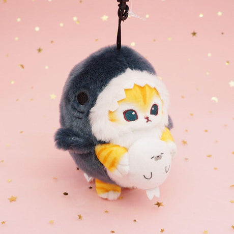 Shark cat plush, Mofusand Cat Plush, Mofusand cat plush keychain ,Mofusand shark cat plush, cat stuffed animal 
