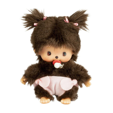 Official license Mochhichi dressed in baby suits with bows, these baby Monchhichis come with a tiny pacifier for an extra sweet touch. Their soft plush material and charming baby-style outfits make them the perfect collectible or gift for Monchhichi fans. 