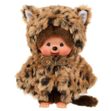 Officially licensed by Sekiguchi Japan, Monchhichi girl dressed in a leopard-print hood complete with cat ears, tail with her signature thumb-sucking pose. she’s perfect for cuddling, displaying, or gifting to Monchhichi fans of all ages.