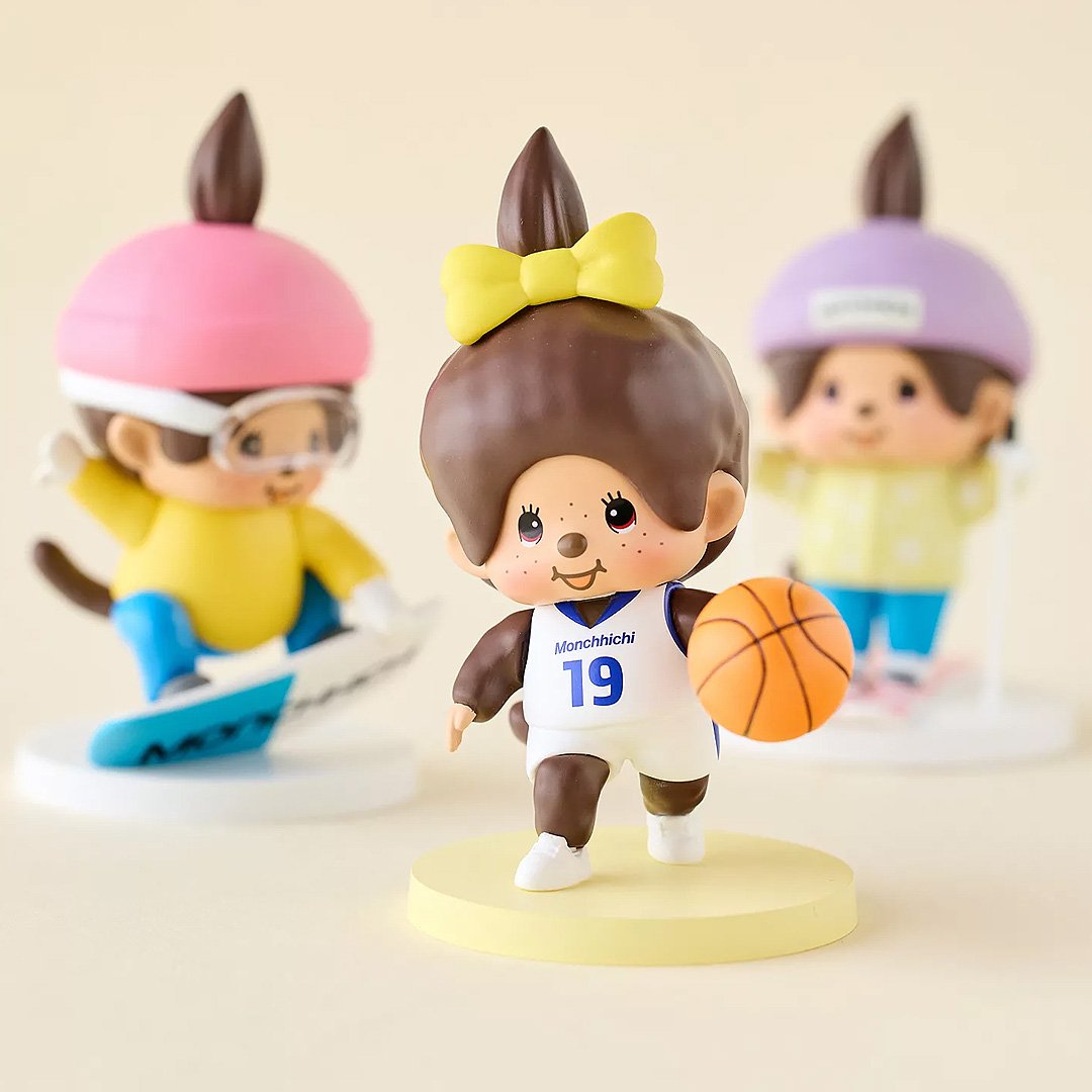 This collection features Monchhichi girl enjoying a variety of popular sports ( Skateboarding, Basketball, Cheerleading, Skiing, Tennis, and Surfing ). Ideal collectible toy for fans or decorate desk.